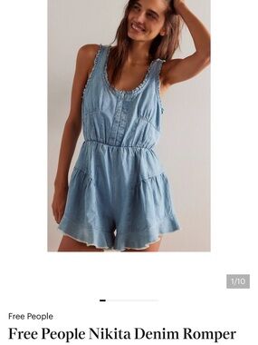 Free People NIKITA Light Blue Denim Romper - shortalls, small